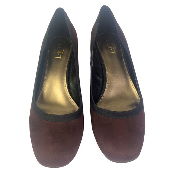 Ann Taylor Loft Brown Black Block Chunky Heel 8.5" Women's Pump - Picture 1 of 7